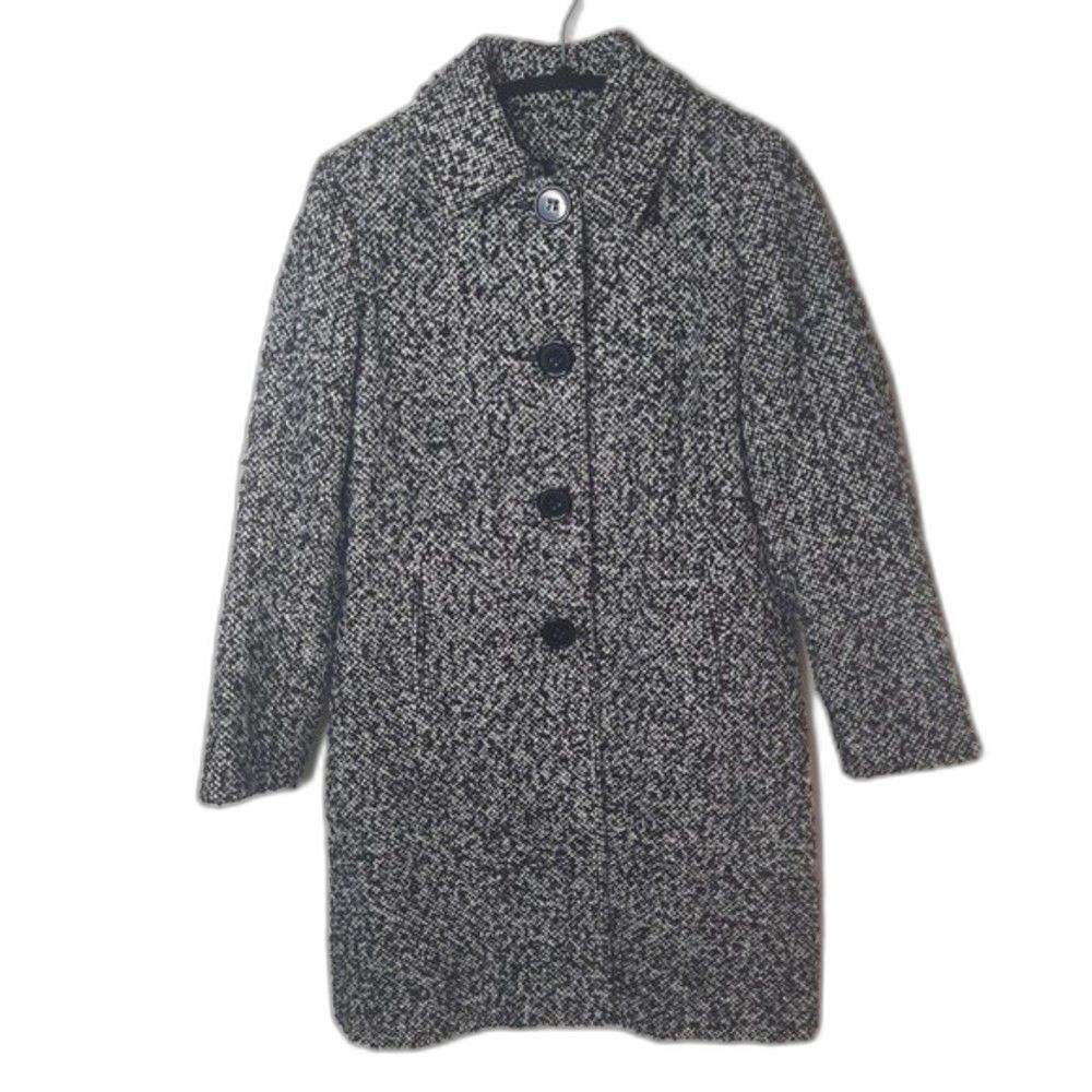 J.G. Hook Vintage 1980s Black and White Tweed Peacoat Twee Size 4Petite